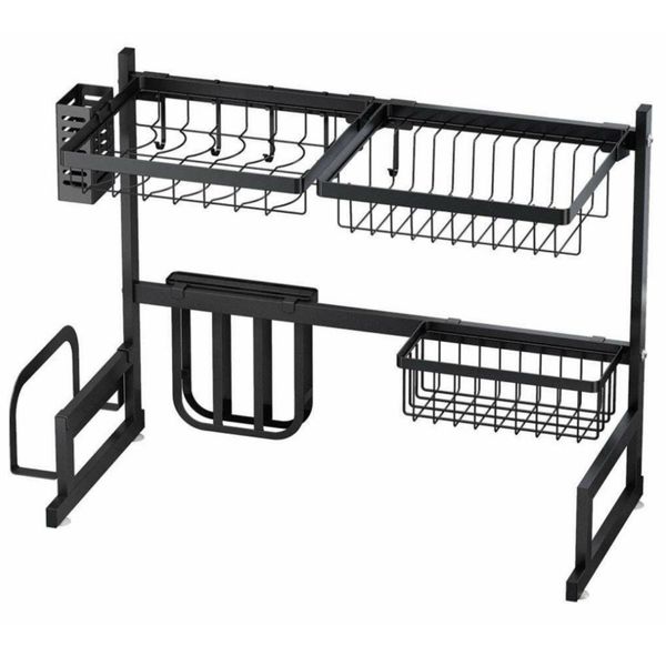Kitchen Over-Sink Single Draining Rack - Black