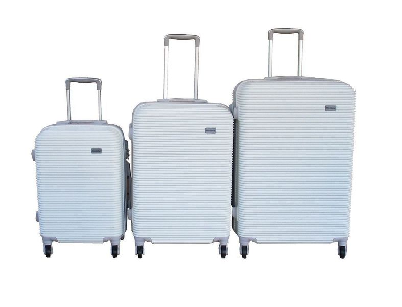 White Hardshell 3-Piece Luggage Set - Durable Travel Suitcases