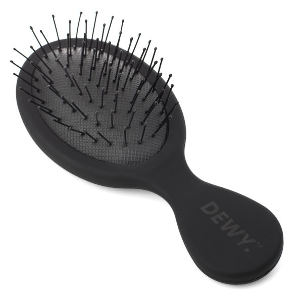 Dewy - Mini Travel Detangler Hairbrush with Flexible Pins (Black)