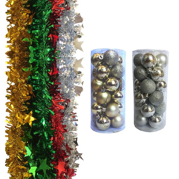 Christmas Decoration Strings | Tinsel strands and Baubels Combo