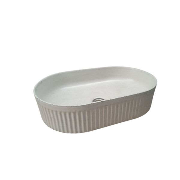 The Triton Ivory 50.5 x 32 x 12cm Bespoke Ribbed Concrete Sink