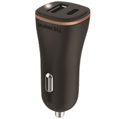 27W Fast Charge USB A and USB-C Car Charger - Black - Duracell