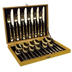 24-Piece Stainless Steel Cutlery Set in a Golden Gift Box
