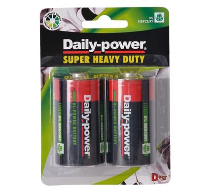 Bulk Pack 6 x Daily Power Super Heavy Duty Battery Size D - Card of 2