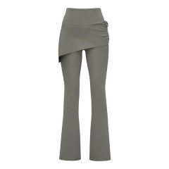 Women's High-Waist Wrinkled Flared Skirt Pants - Grey