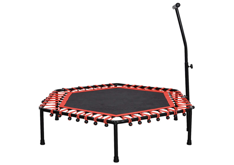 50-Inch Hexagonal Fitness Trampoline with Handlebar - Quiet Indoor Mini