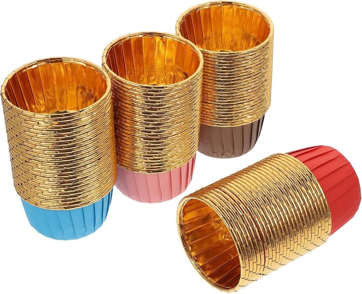 Heat-resistant Small Paper Cake Cups 100Piece Assorted Pink Blue Brown Red