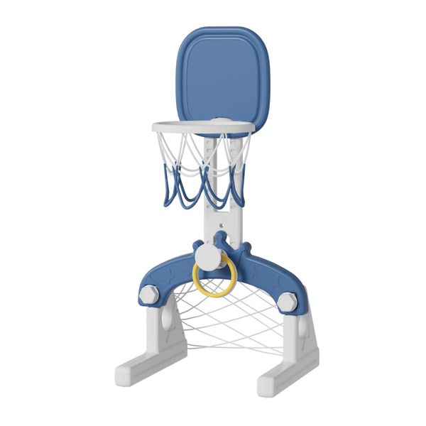 Kids Basketball Hoop with Ring &amp; Soccer Goal Frame Blue