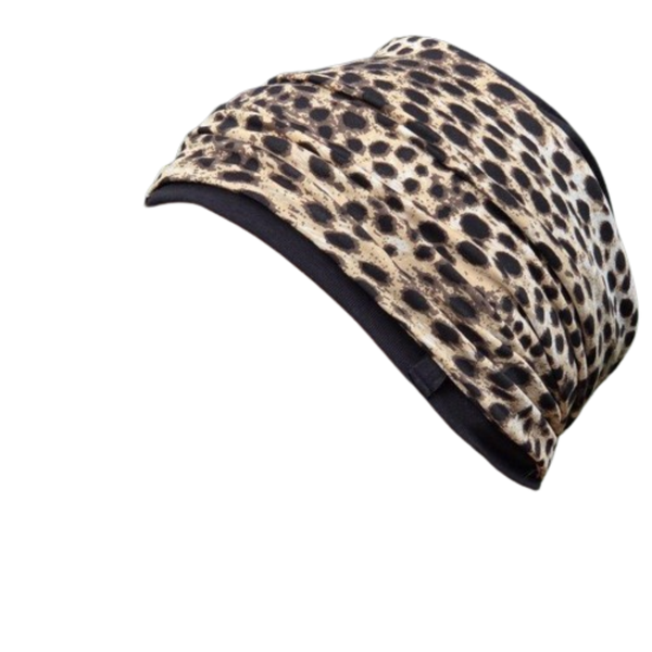 Chocolate base hat with leopard print headband