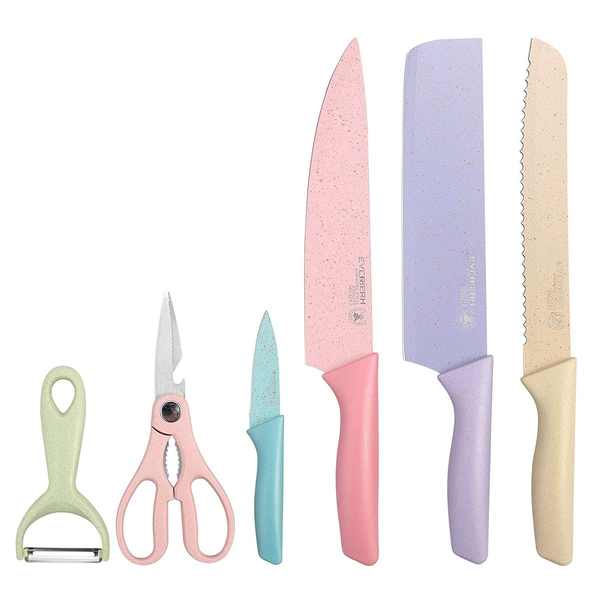 6 Pieces Kitchen Knives Set - Multicolor