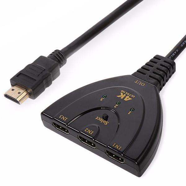 HDMI Switch 3-Port 4K HDMI Switcher Full HD1080P 3D - Cable