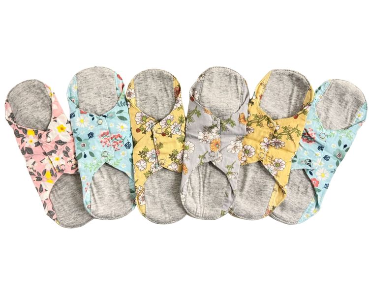 6-Pack Floral Reusable Sanitary Pads - Medium