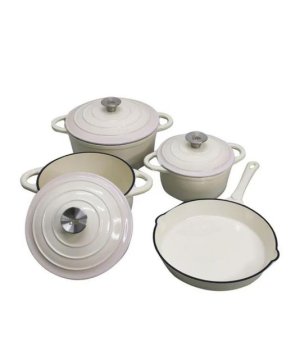 White Cast Iron Enamel 7 Piece Cookware Set