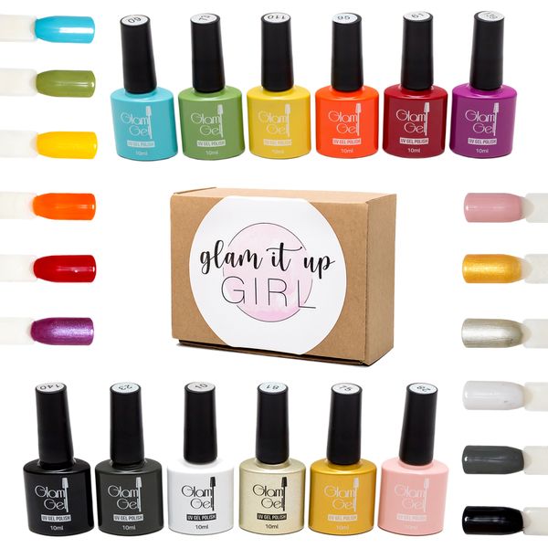 High Quality/UV Glam Gel Nail Polish - Fruit Basket &amp; Monochrome Set 12 piece