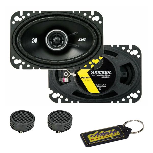 Kicker 6x4" DS-Series 120W 2-Way Coaxial Speakers &amp; Evo Tweeters &amp; Keyring