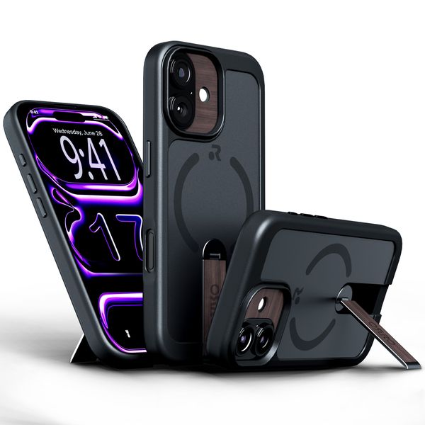 ORRO Orbit Black Case for iPhone 17-MagSafe Compatible,360 Metal Kickstand