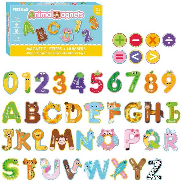 PEISKOS Magnetic Letters Number Fruits Learning Toys for Toddlers Preschool