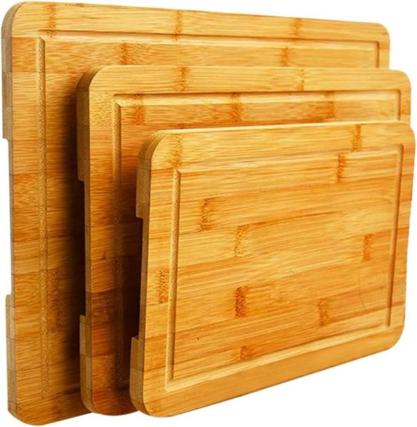 Wood Cutting Board Set Of 3- Bamboo Cutting Board with Juice Groove