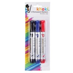 Permanent Markers - 3 Piece - Round Tip - 4 Pack