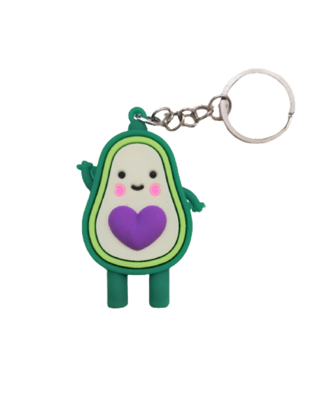 Cute Cartoon Heart Avocado Key Chain/ Key Ring - Purple