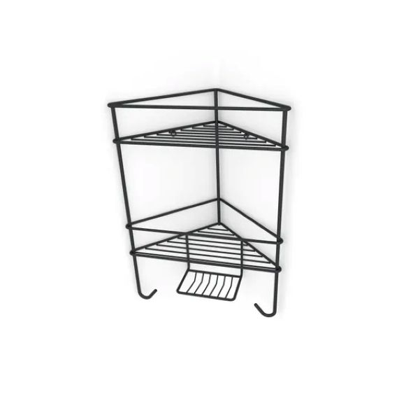 Shower Caddy Corner Organiser 2 Tier STEELCRAFT Black W27.3cmXD14.8cmXH37cm