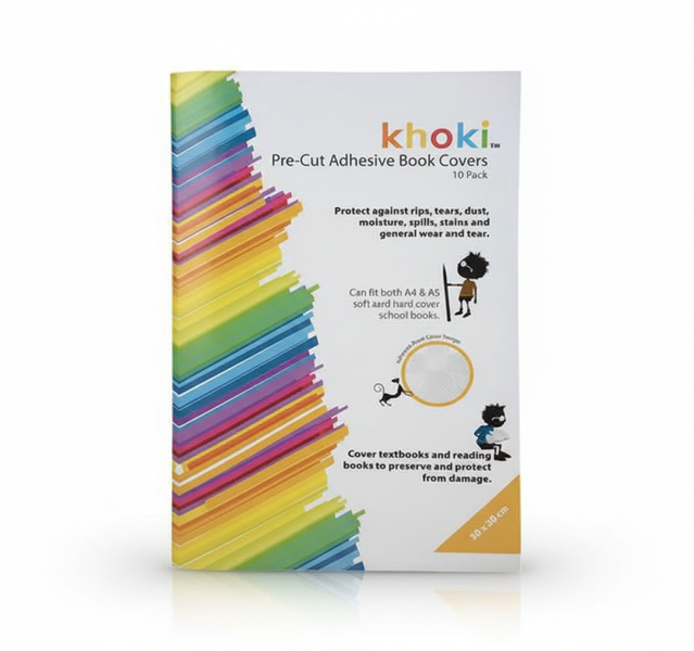 Khoki A4 Pre-Cut Adhesive Book Covers - 10 Piece Set - 2 Pack
