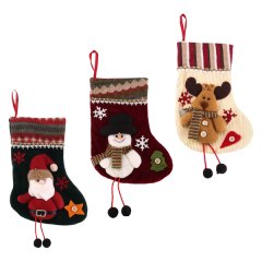 3 Pcs Christmas Stockings Santa Claus Reindeer and Snowman for Xmas Holiday