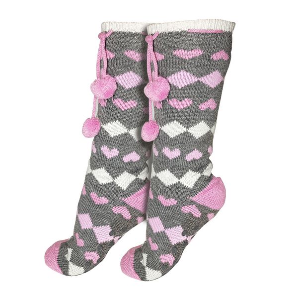 BUFFTEE Ladies Warm Winter Calf Length Socks - Pom Poms Stockings