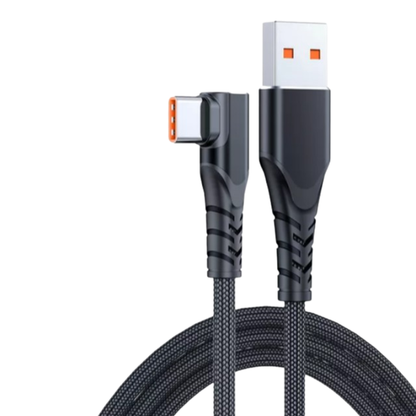 USB 90 Degree Braided 6A 66W Fast Charge Compatible cable - Type C