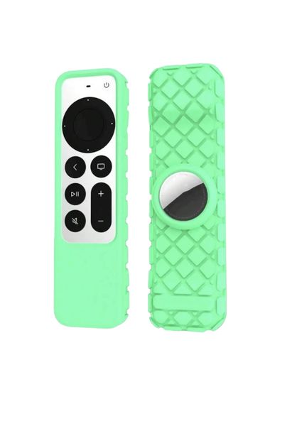 Rugged Silicone Remote Cover compatible with Apple TV 4K with Airtag Holder