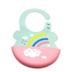 Fun 3D Silicone Bib- Rainbows and Clouds