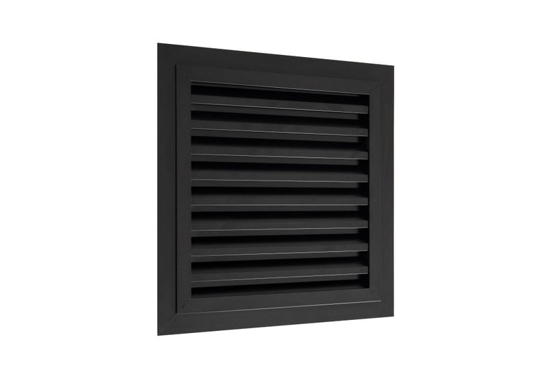 Solid aluminium 200x200mm black ventilation grille for door or wall mount