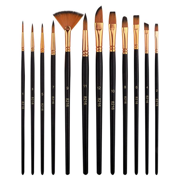 12pcs Nylon Oil Painting Brush Set, Painting and Coloring Art Supplies