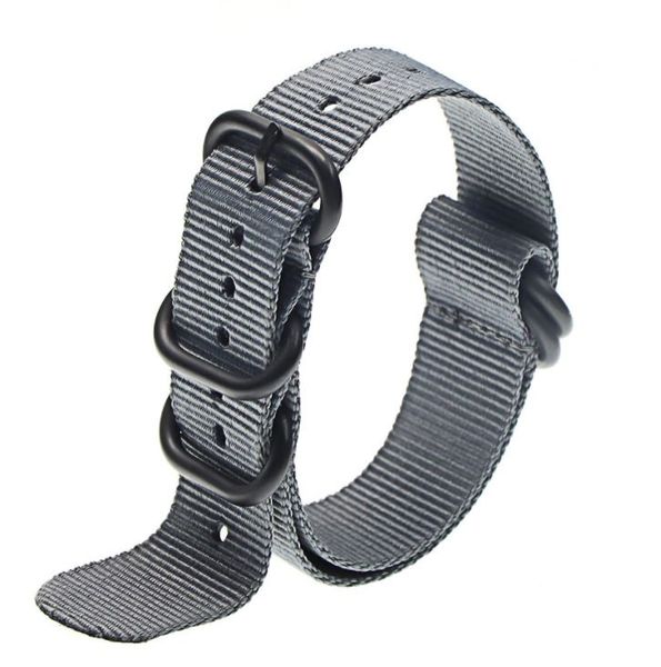 Universal Nato Rugged Replacement Watch Strap - Grey 20mm Black Buckle