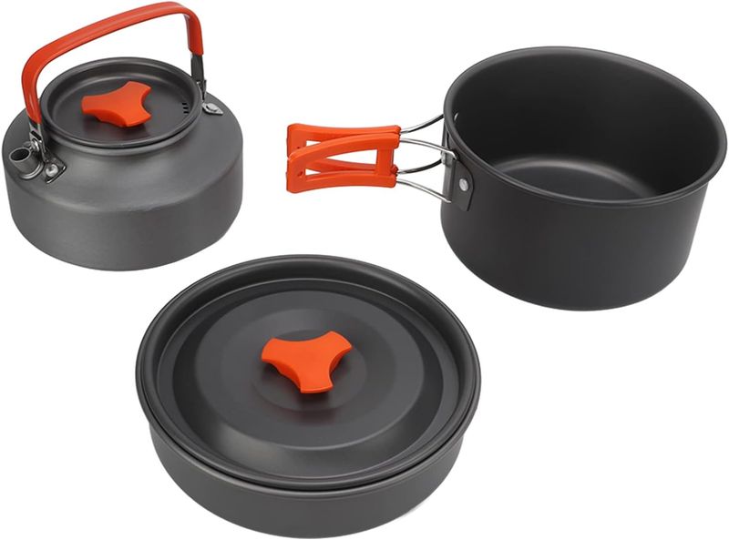 Premium Outdoor Aluminum Camping Cookware - 3 Pc Set