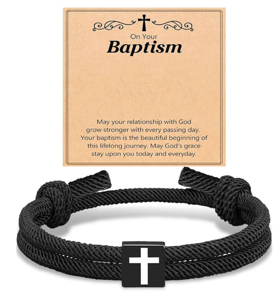 1PCS Engraved Bracelet Adjustable Square Cross Bracelet for Men