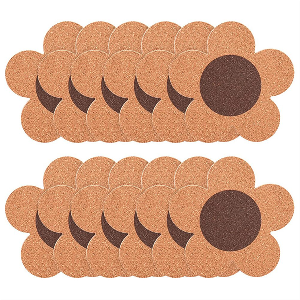 12Pack 3/8 inch Cork Coasters,4 Inch Flower Shape Absorbent Resistant