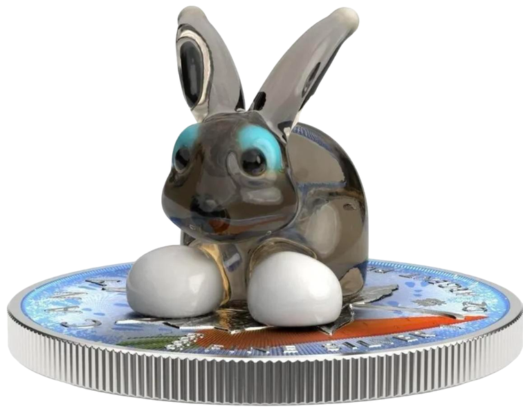 Murano Glass Series Rabbit &amp; Maple Leaf $5 (1oz) Canada Silver Coin