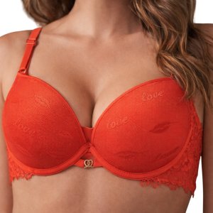 Women's Lace Push-Up Bra With Love Print