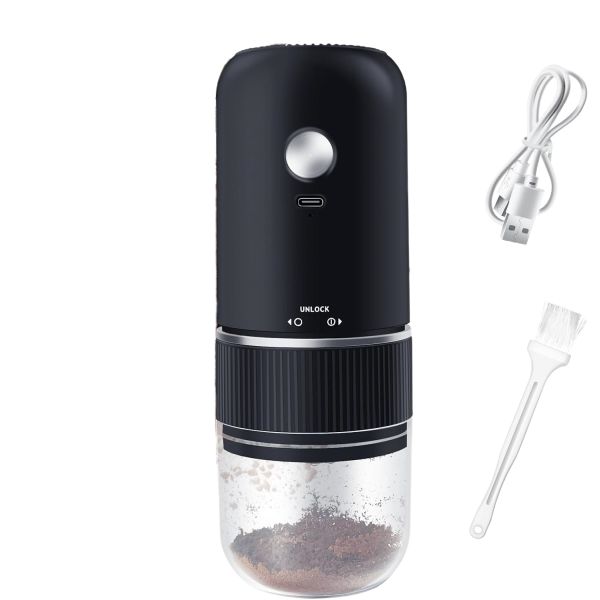 Portable Electric Mini Coffee Grinder, Lightweight Coffee Maker - Black