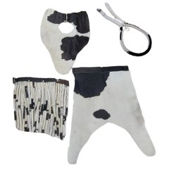 Mens African Traditional Imvunulo Inkomo - 4 Piece Set Black and White