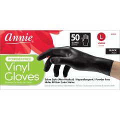 ANN03852 -Annie Vinyl Gloves L 50Ct Black 2 pack (100 pcs)