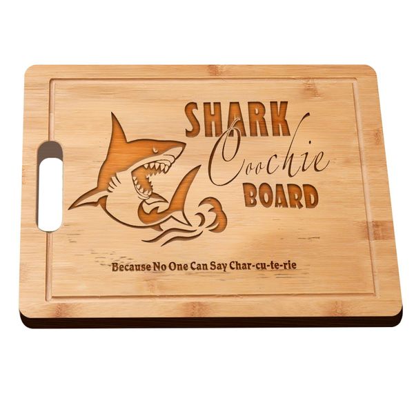 Shark Coochie Board Funny Charcuterie Board Bamboo Engraved Chopping Board
