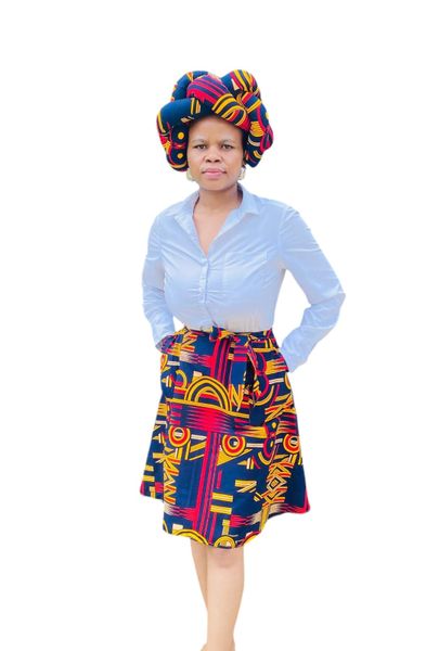 Bold Flared Skirt With Matching Twisted Turban