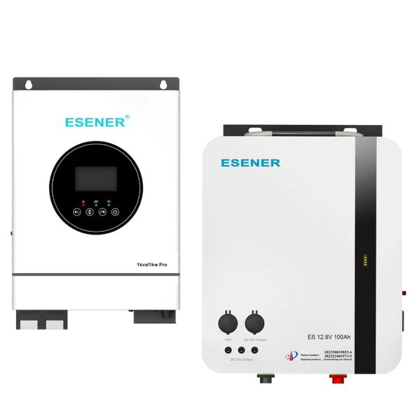 Esener 1KW 12V Pro Inverter + Esener 1.28KW 12V Lithium-Ion Battery Combo