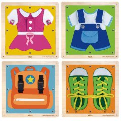 VIGA Wooden Dressing and Zippering Wall Mount Toy