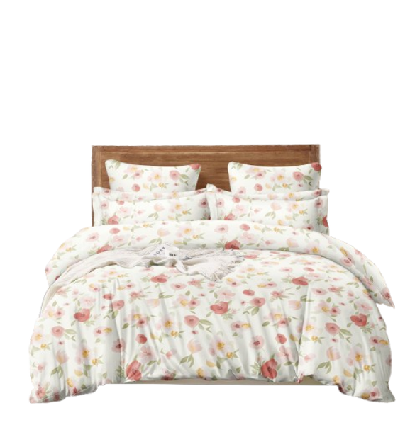 Linen Boutique - Duvet Cover Set 100% Cotton 200TC -JapaneseFloralPink