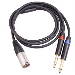 XLR Male to Dual 6.35mm Plug Audio Microphone Cable,3.3Feet/1Meters