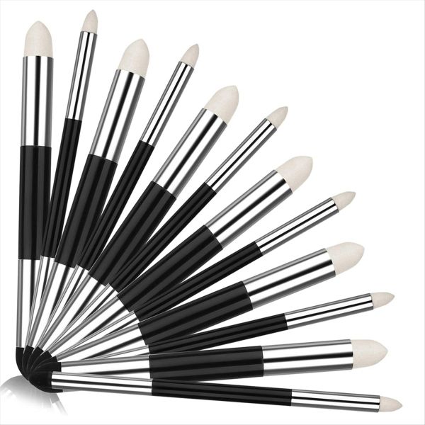 12Pcs Blending Sponge Pen Double Headed Washable Rubbing Brush