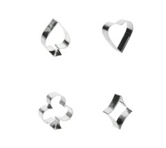 4 Piece - Card Suit Cookie Cutters - Silver